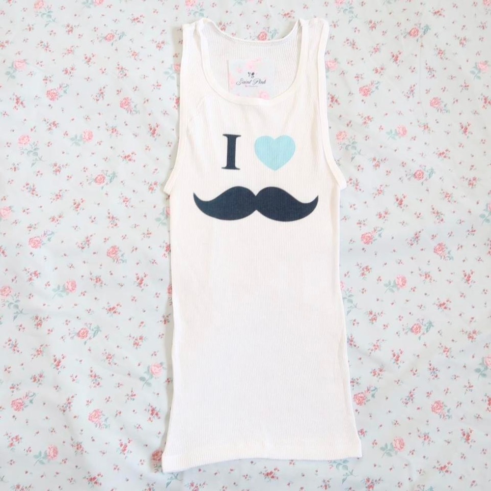i heart mustache graphic ribbed tank y2k tumblr core